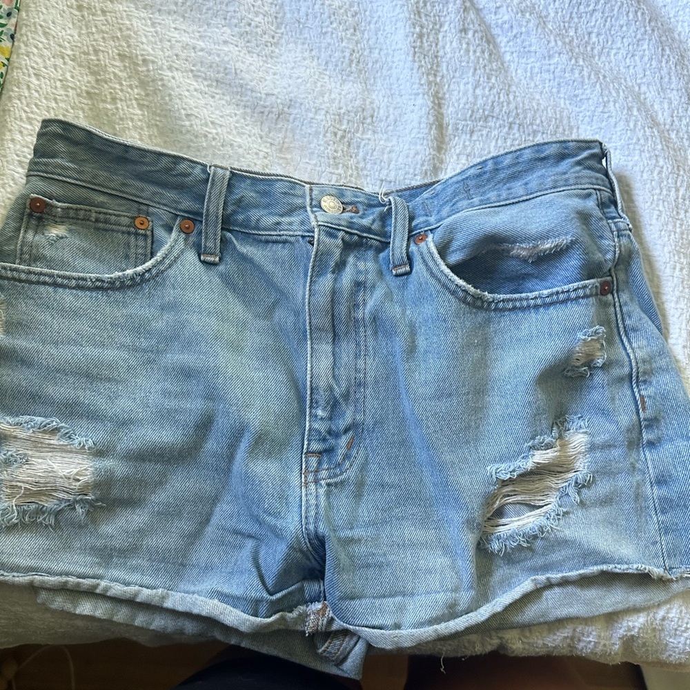 Madewell Blue Jean Shorts Distressed Cut-Off Style